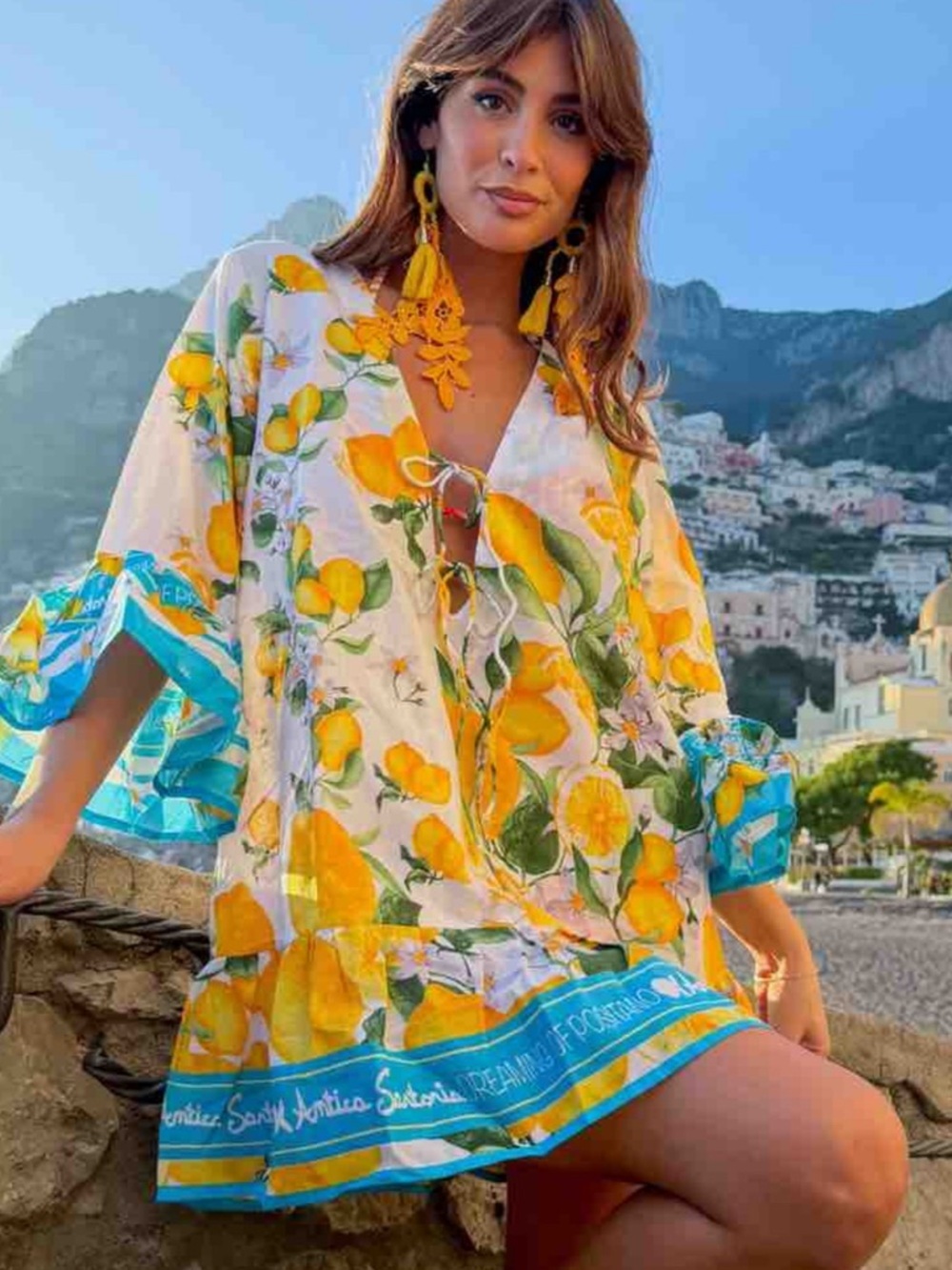 Antica Sartoria 2026 Aqua & Lemon 🍋 Dress Cover-Up in O/S